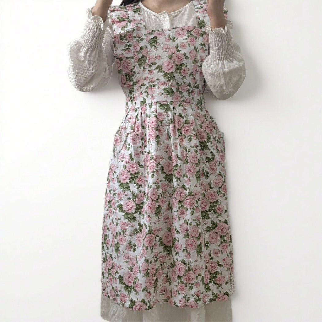 Apros - Floral Ruffle Apron - Sweet &amp; Stylish
