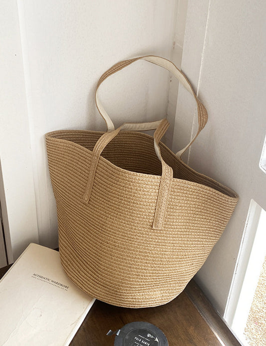 Cute Large Bucket Woven Bag