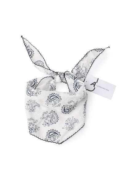 Scarvii - Paisley Print Triangle Scarf with Lace Edge