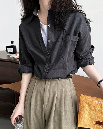 Long Sleeves Loose Blouses&Shirts Tops Outerwear Tops