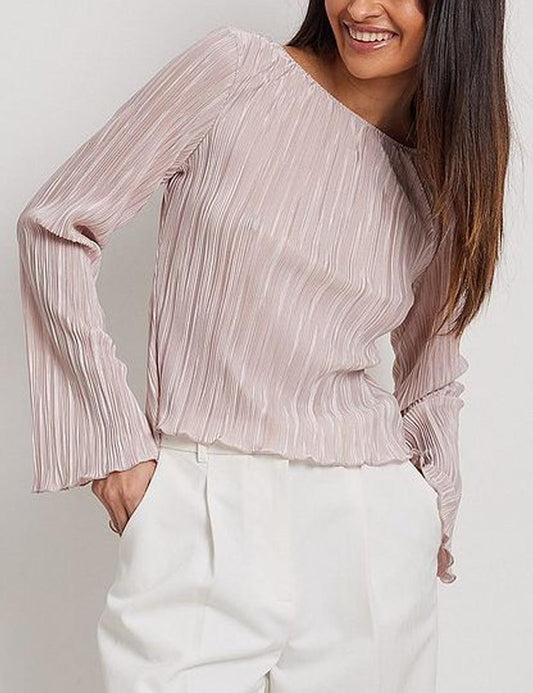 Elegant Ruched Flared Sleeve Back-Tie Top