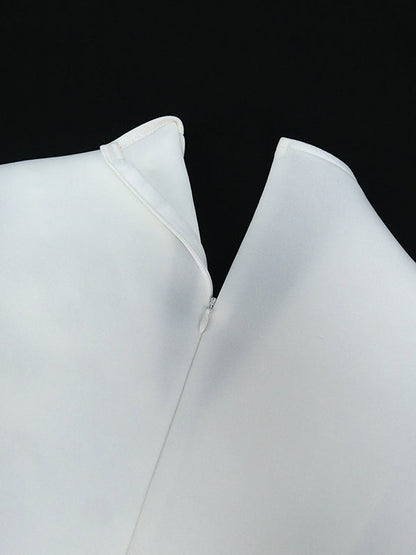 Half Sleeves Loose Asymmetric Embroidered Pleated Split-Joint Deep V-Neck Blouses&Shirts Tops