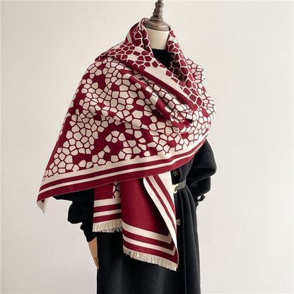 Jacquard Fringed Cashmere-Like Scarf