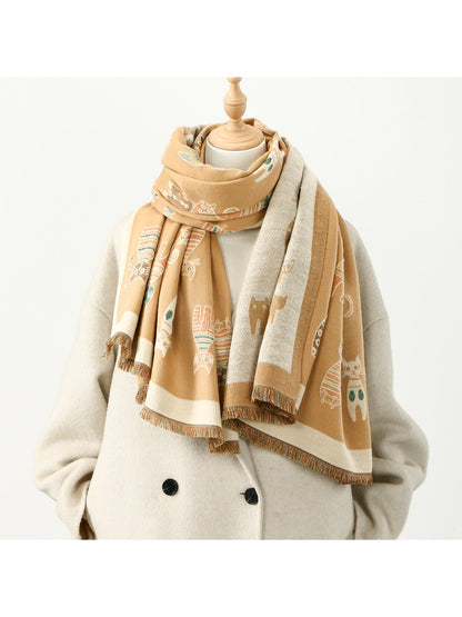 Sscarvii - Fashionable Cat Print Winter Scarf