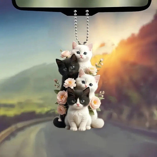 Cute Black White Acrylic Car Hanging Ornament