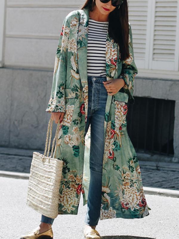 Fashion Floral Printed Cover-Up Outwear