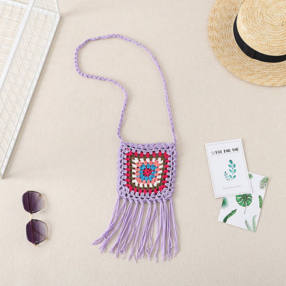 Crochet Granny Square Bag Hand-Hooked Cotton Bag