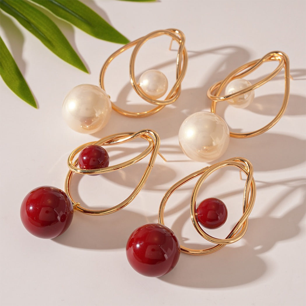 Earwish - Vintage Beaded And Metal Hoop Earrings - Classic