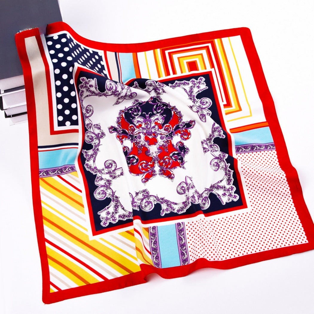 Scarvii - Vintage Mixed-Print Scarf - Paisley, Polka Dots &amp; Stripes