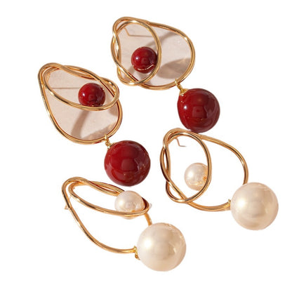 Earwish - Vintage Beaded And Metal Hoop Earrings - Classic