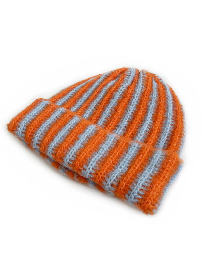 Haila - Color-block Striped Cuffed Knitted Beanie - Warm &amp; Stylish