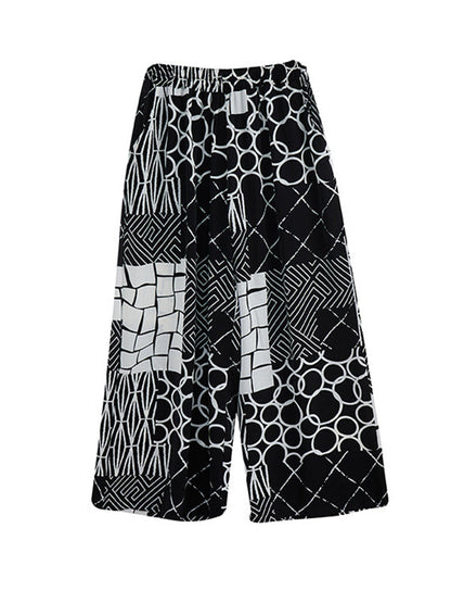 Oversize Short Sleeves Printed Lapel Pants Shirts Tops Two Pieces Set