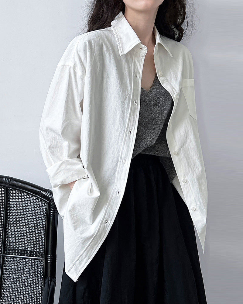 Long Sleeves Loose Blouses&Shirts Tops Outerwear Tops