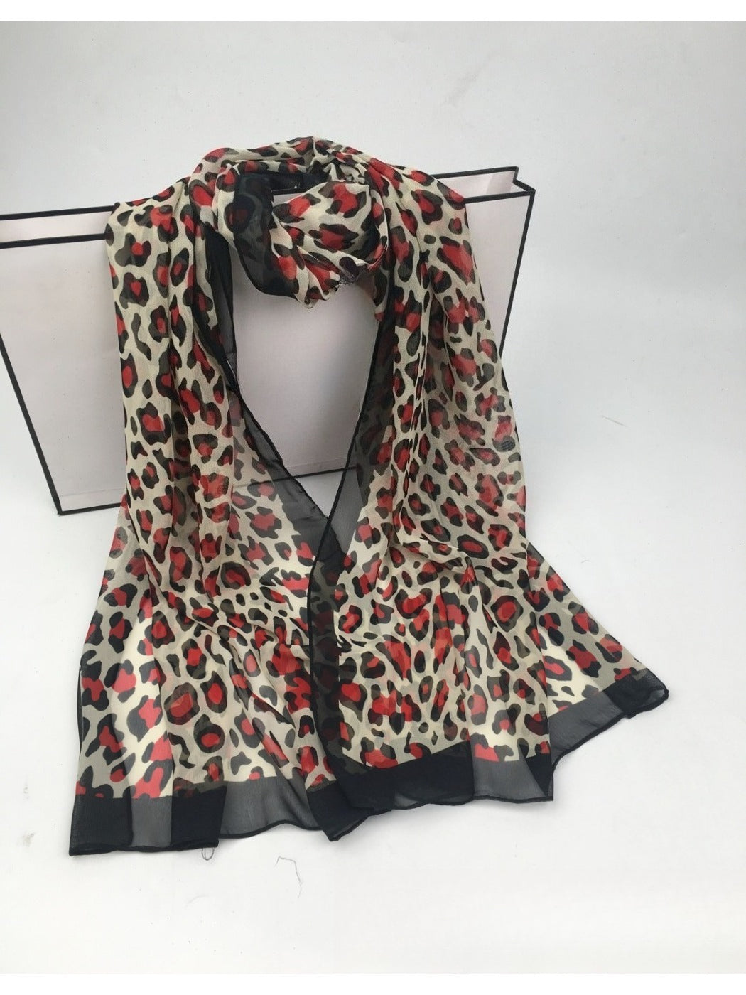 Scarvii - Chiffon Scarf with Leopard Print