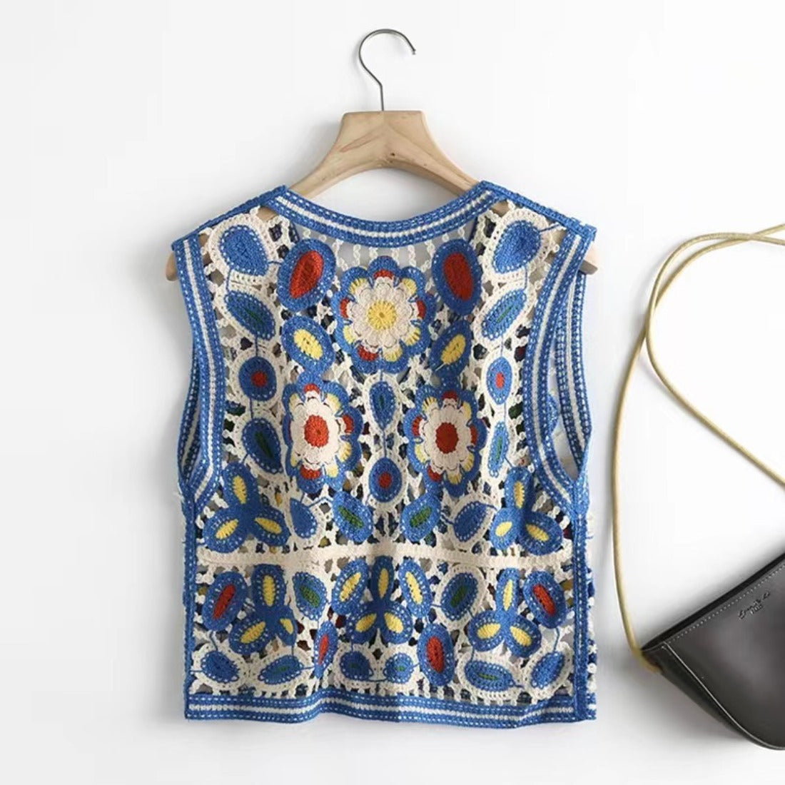 Crosa - Floral Hollow Knit Tank Top