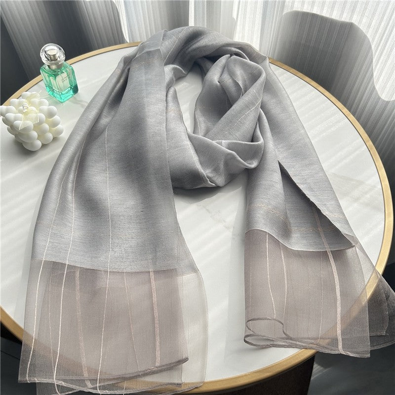 Fashion Plaid Scarf With Gold Trim