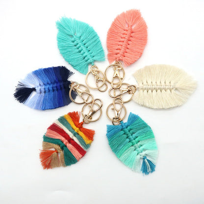 Koco - Handwoven Cotton Leaf Tassel Keychain