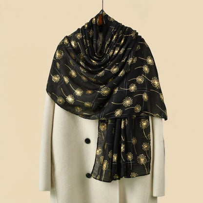 Scarvii - Golden Dandelion Printed Scarf - Stylish &amp;Soft