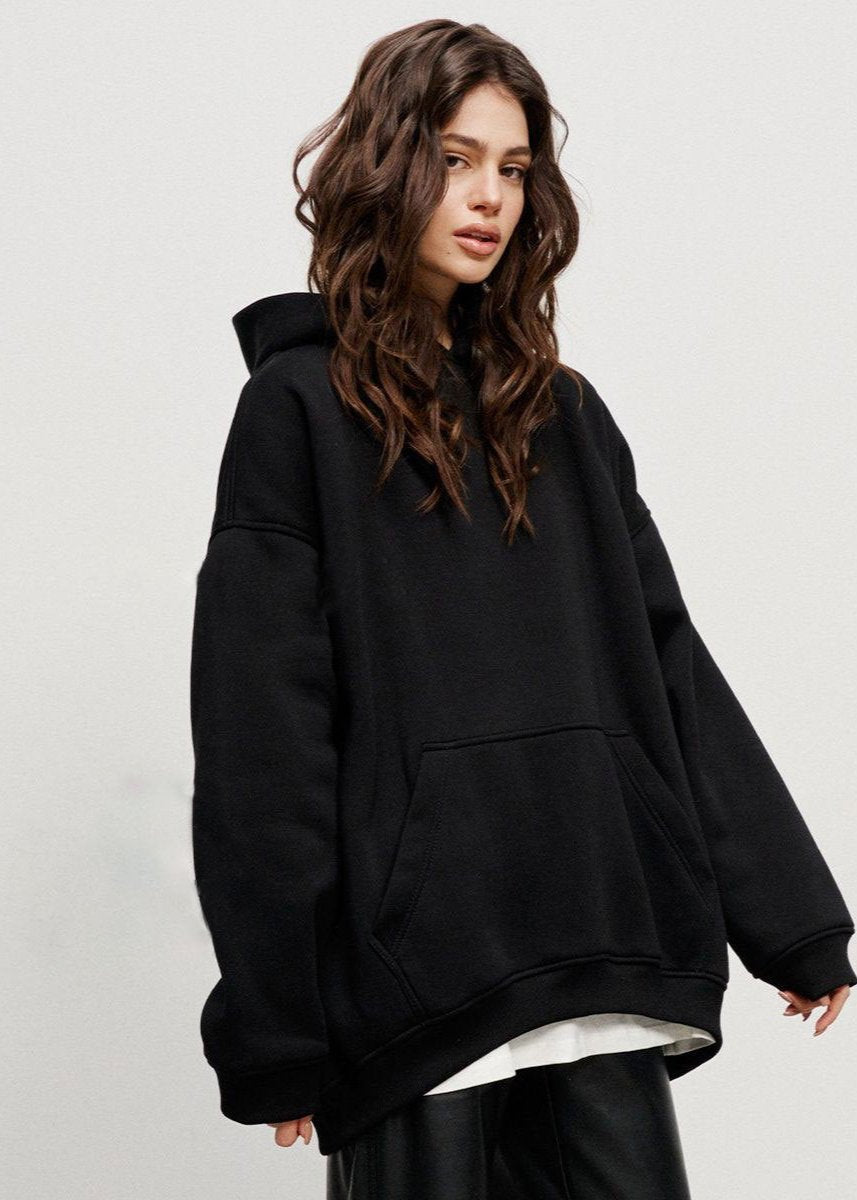 Oversized Polar Fleece Hoodie With Kangaroo Pocket