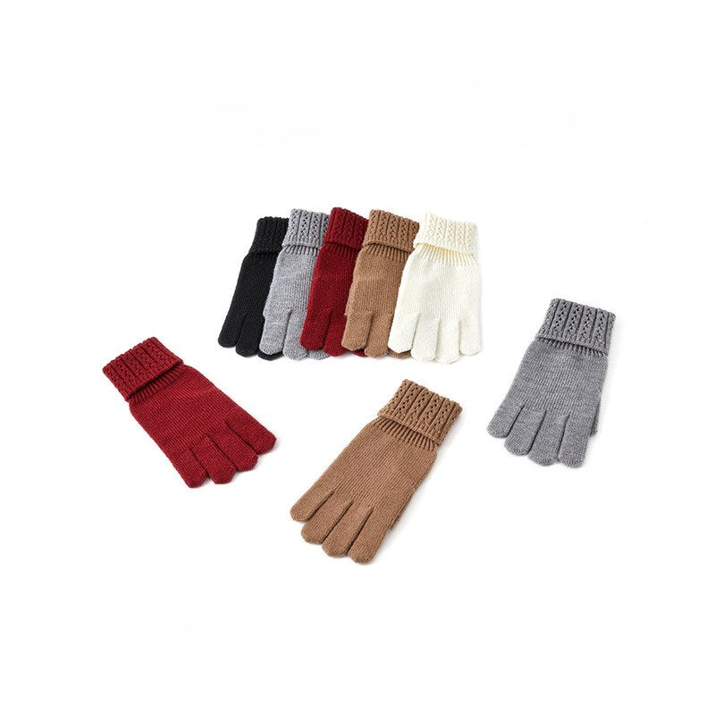 Solid Color SplitÂ Finger Simple Knit Glove