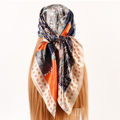 Fashion Printed Square Satin Head Scarf