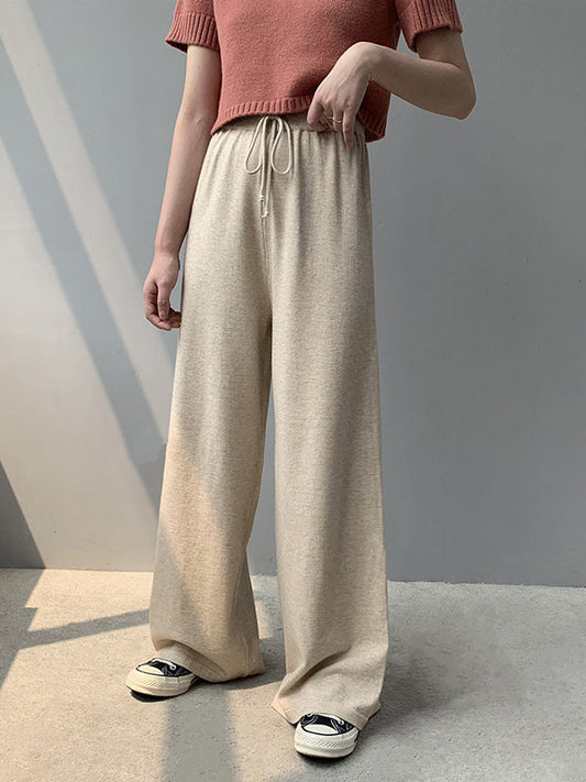 Simple Casual 3 Colors Knitting Wide-Leg Pants