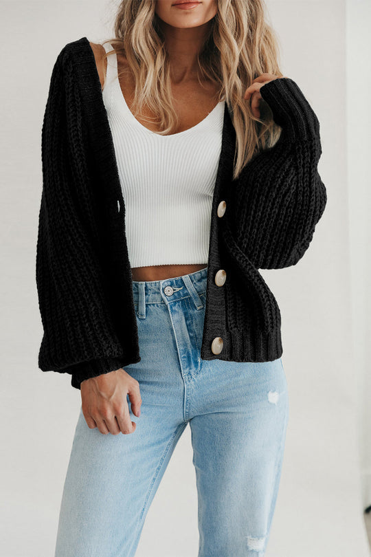Women Open Front Button Down knit Fall Sweater Cardigan