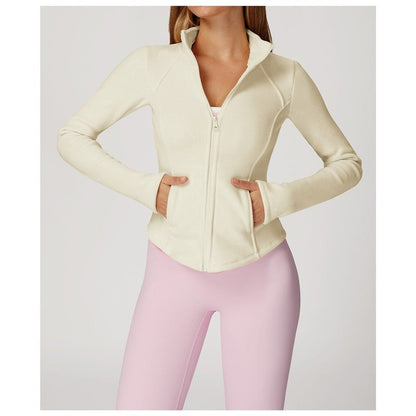 Solid Color Slim Fit Fleece Jacket