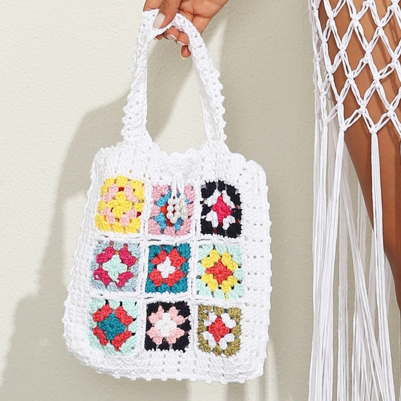 Crochet Granny Square Bag Fower Tote Bag