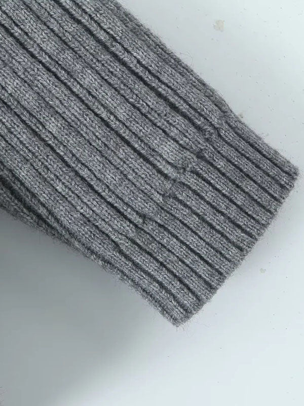 Long Sleeves Loose Pleated Solid Color Split-Joint Off-The-Shoulder Sweater