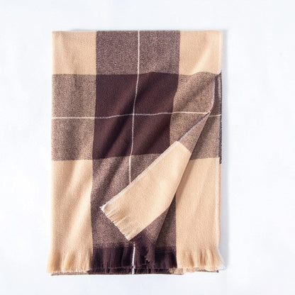 Plaid Fringe Warm Scarf
