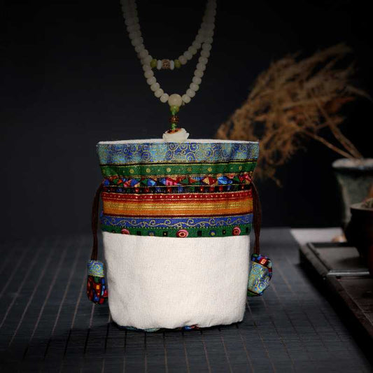 Vintage Double Thickened Cotton And Linen Storage Bag High-Grade Play Cloth Bag Drawstring Jewelry Small Pouch