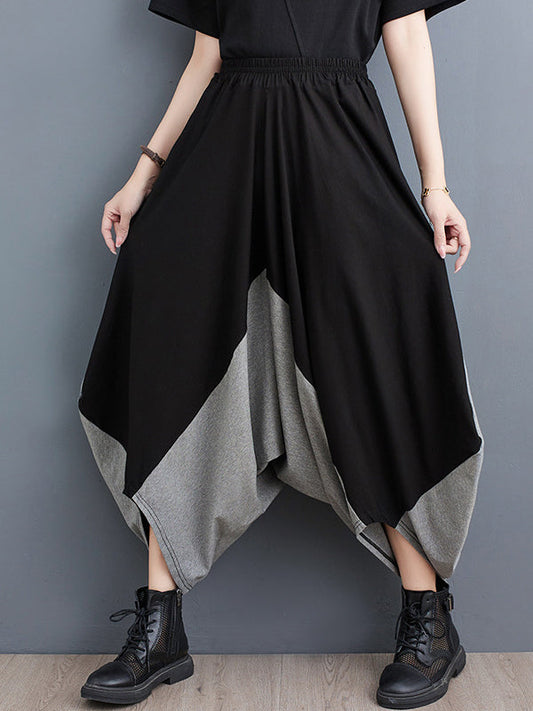 Harem Pants Irregular Clipping Split-Joint Casual Pants Bottoms Cropped Trousers