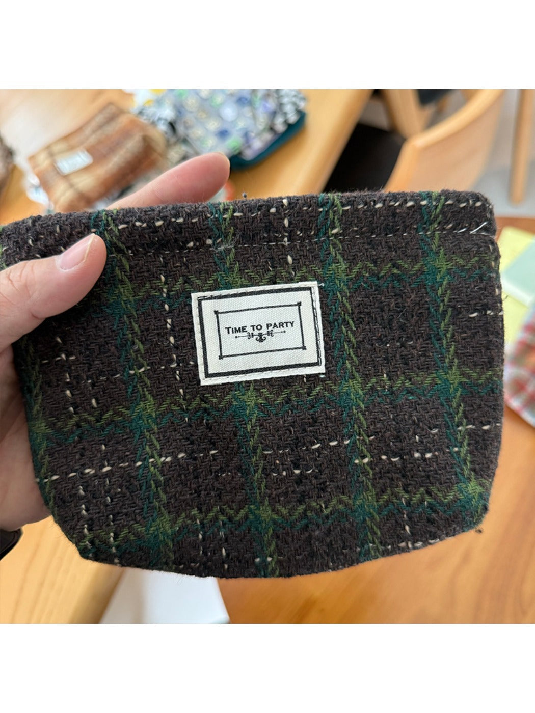 Cosbai - Cosmetic Bag with Classic Plaid Patterns