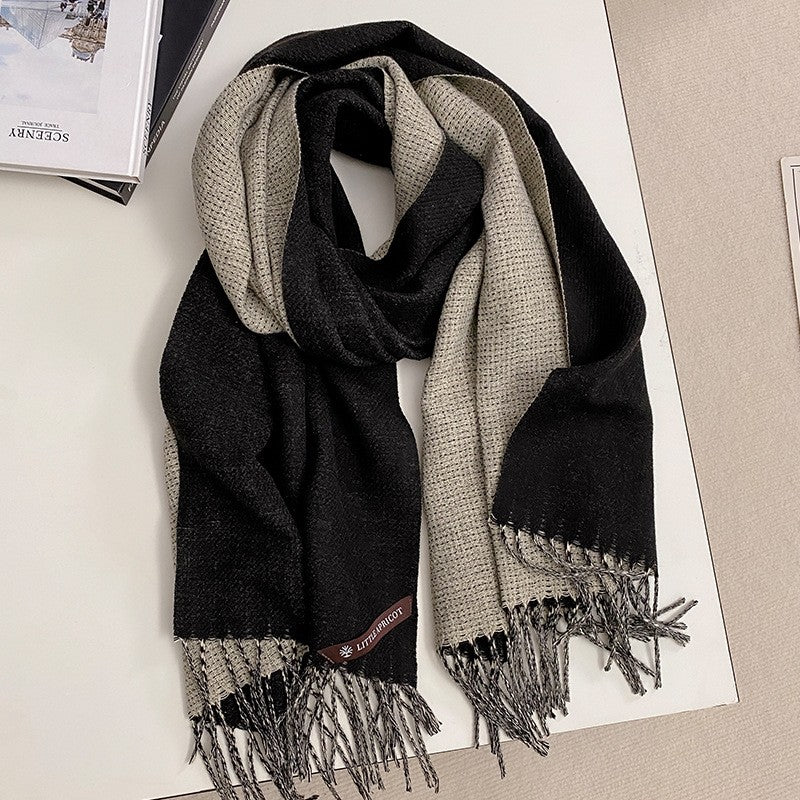 Color Blocking Imitation Cashmere Scarf