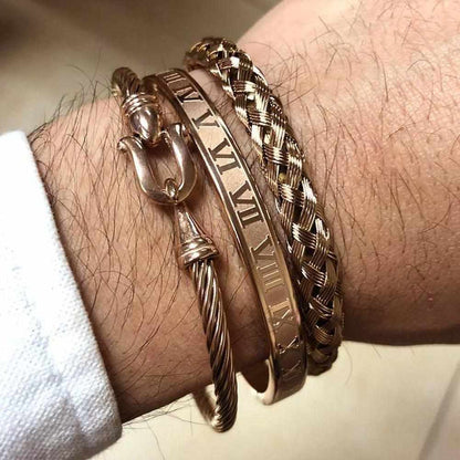 Stainless Steel Roman Braided Bracelet Set