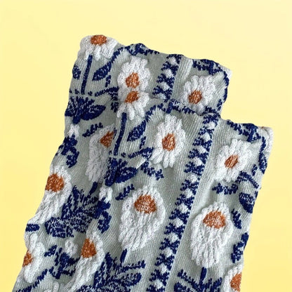 Rufia - Vintage Oil Painting Floral Relief Socks