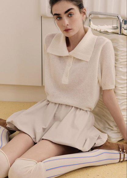 Soft Knit Polo Tee Lightweight Textured Top