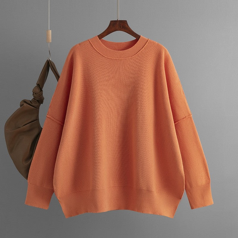Round Neck Solid Color Loose Sweater