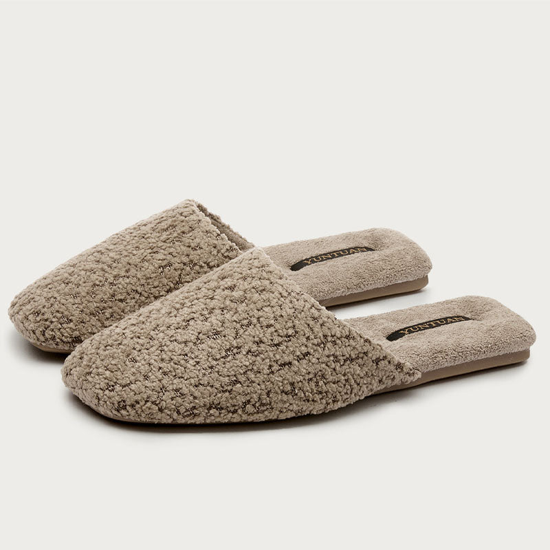 Elegant Soft Solid Color Warm Indoor Slippers