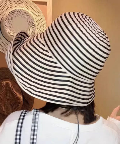 Japanese Striped Large Brim Sun Protection Bucket Hat