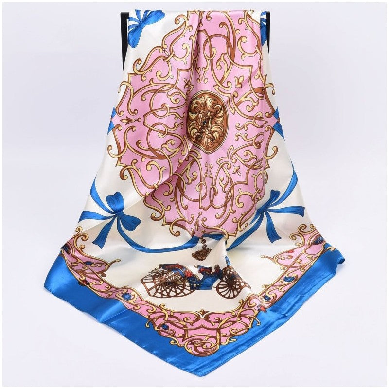 Carriage Printed Square Satin Scarf