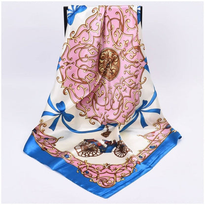 Carriage Printed Square Satin Scarf