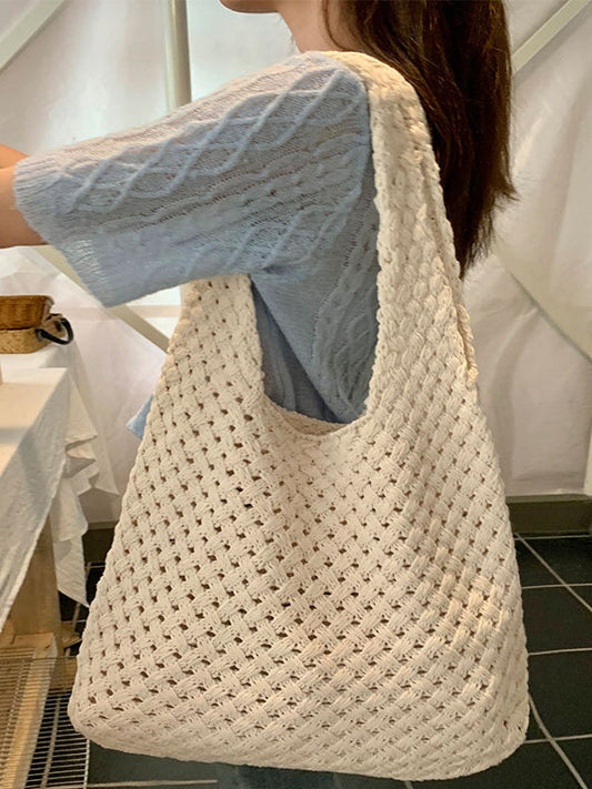Hollow Solid Color Storage Tote Bags