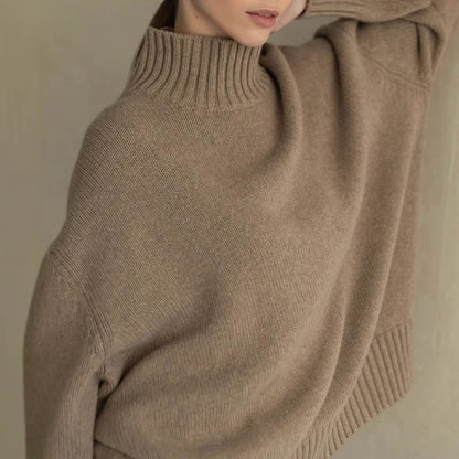 Fall Mock Neck Ribbed Knit Oversized Sweater