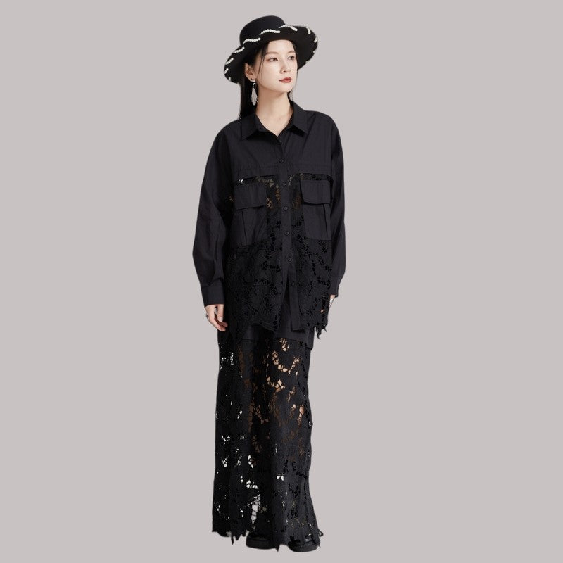 Lace-Trimmed Panel Skirt