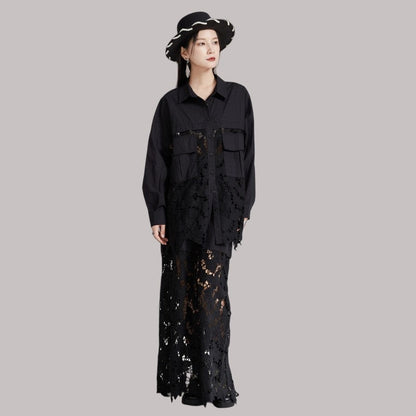 Lace-Trimmed Panel Skirt