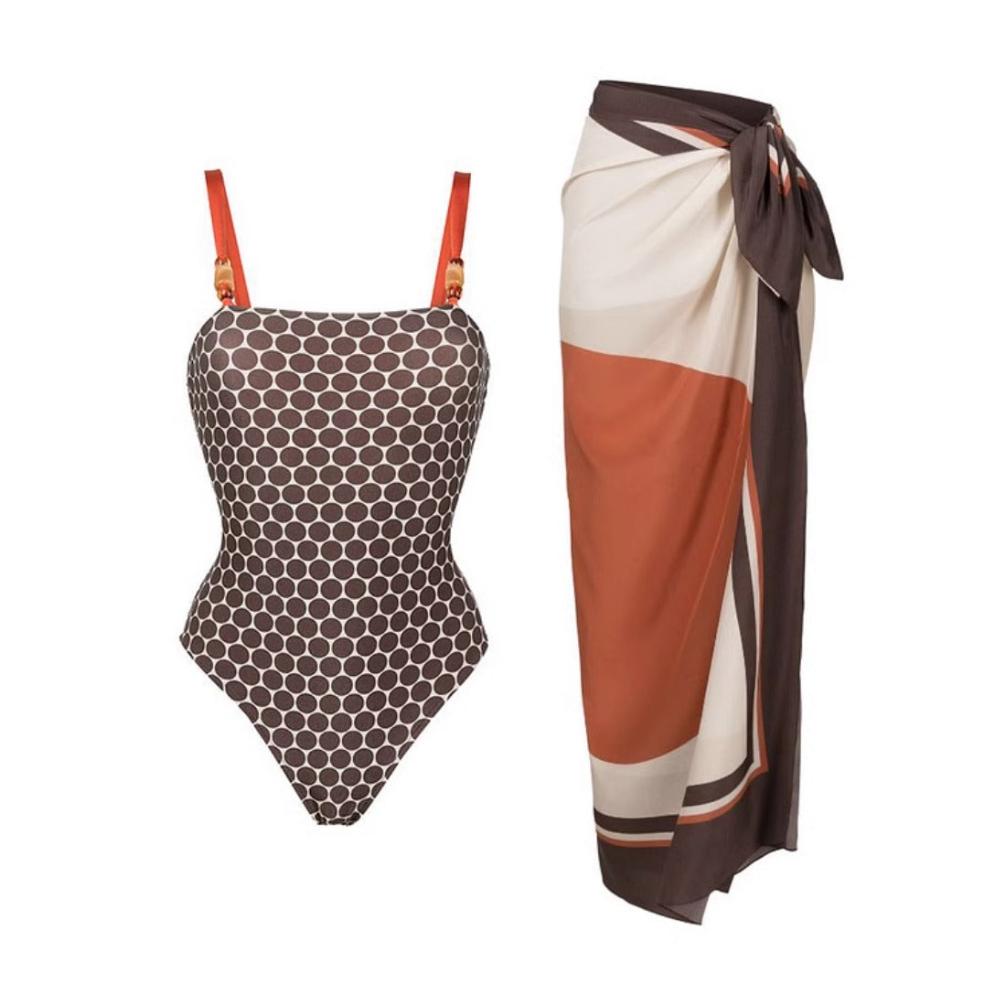 Secy - Polka Dot One-Piece Swimsuit Set