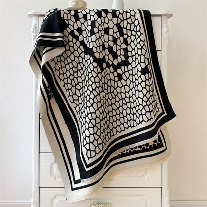 Jacquard Fringed Cashmere-Like Scarf