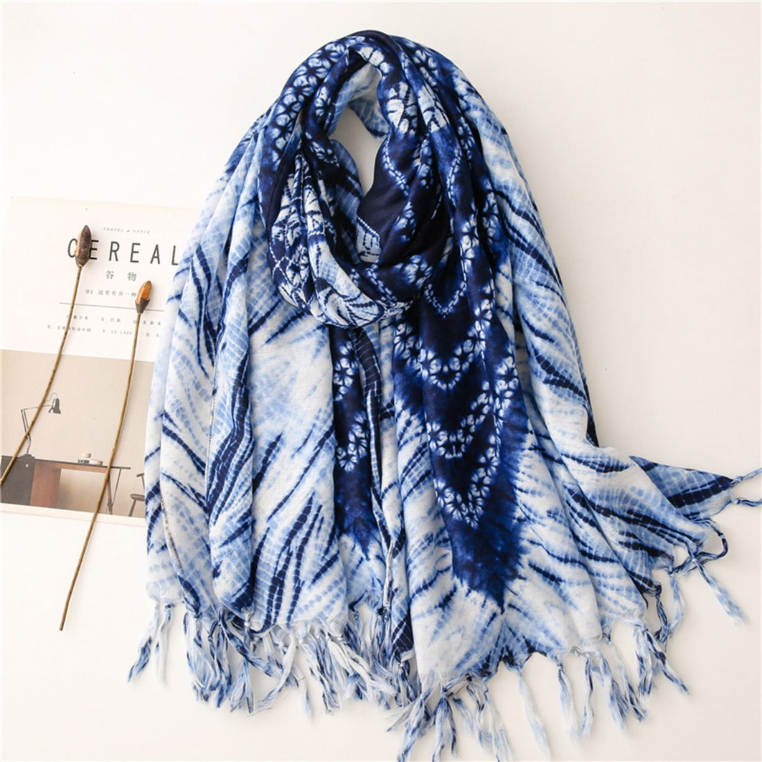 Scarvii - Boho Tie-Dye Teal Scarf